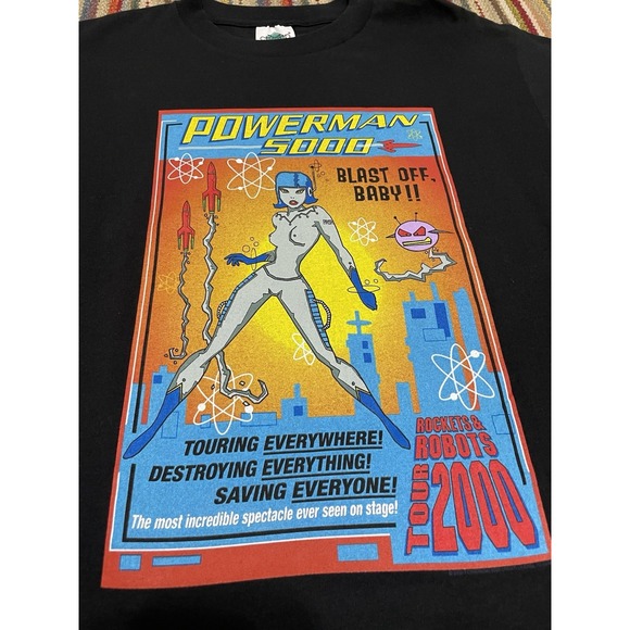 Vintage Y2K Powerman 5000 Tee Shirt Size‎ Insustrial Rock Band Awesome Condition - Picture 2 of 5